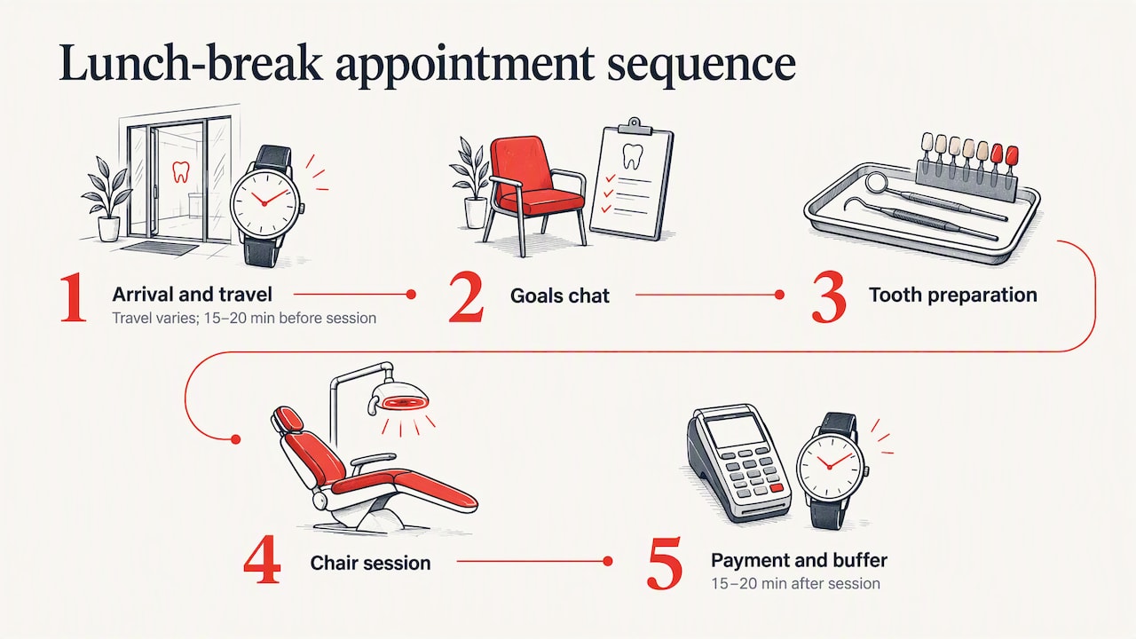 Whitening appointment stages and time buffers