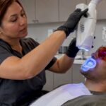 Blue LED lamp used during teeth whitening